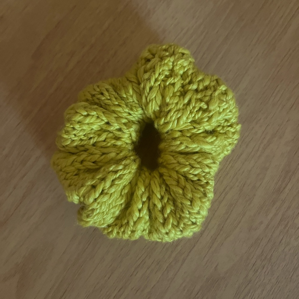 Chunky Hand Knit Yellow Scrunchie